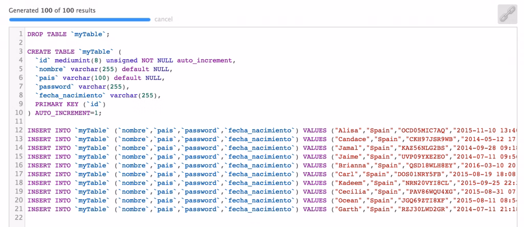 datos sql