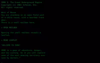 Captura de un juego de aventura de texto de ZX Spectrum