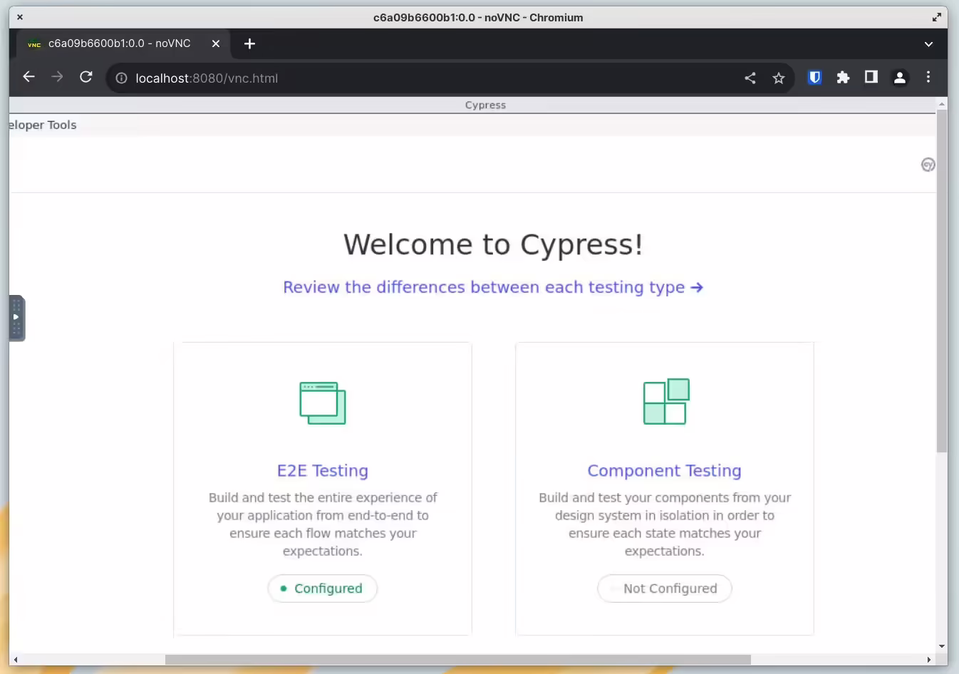 Cypress en Docker con cliente VNC web